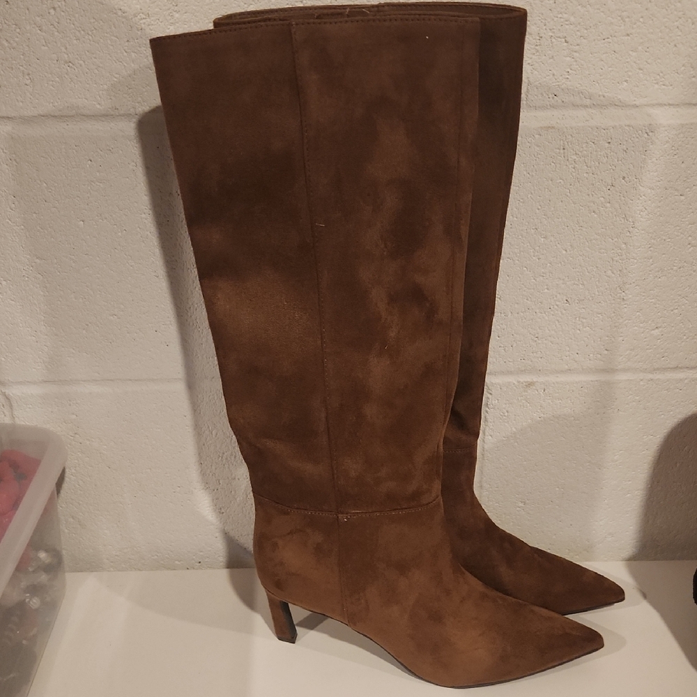 New Marc Fisher Rich Chestnut Brown Suede Knee-High Boots